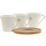 Σετ 6 Φλυτζάνια με Πιατάκι Home ESPRIT Λευκό Bamboo Πορσελάνη 90 ml