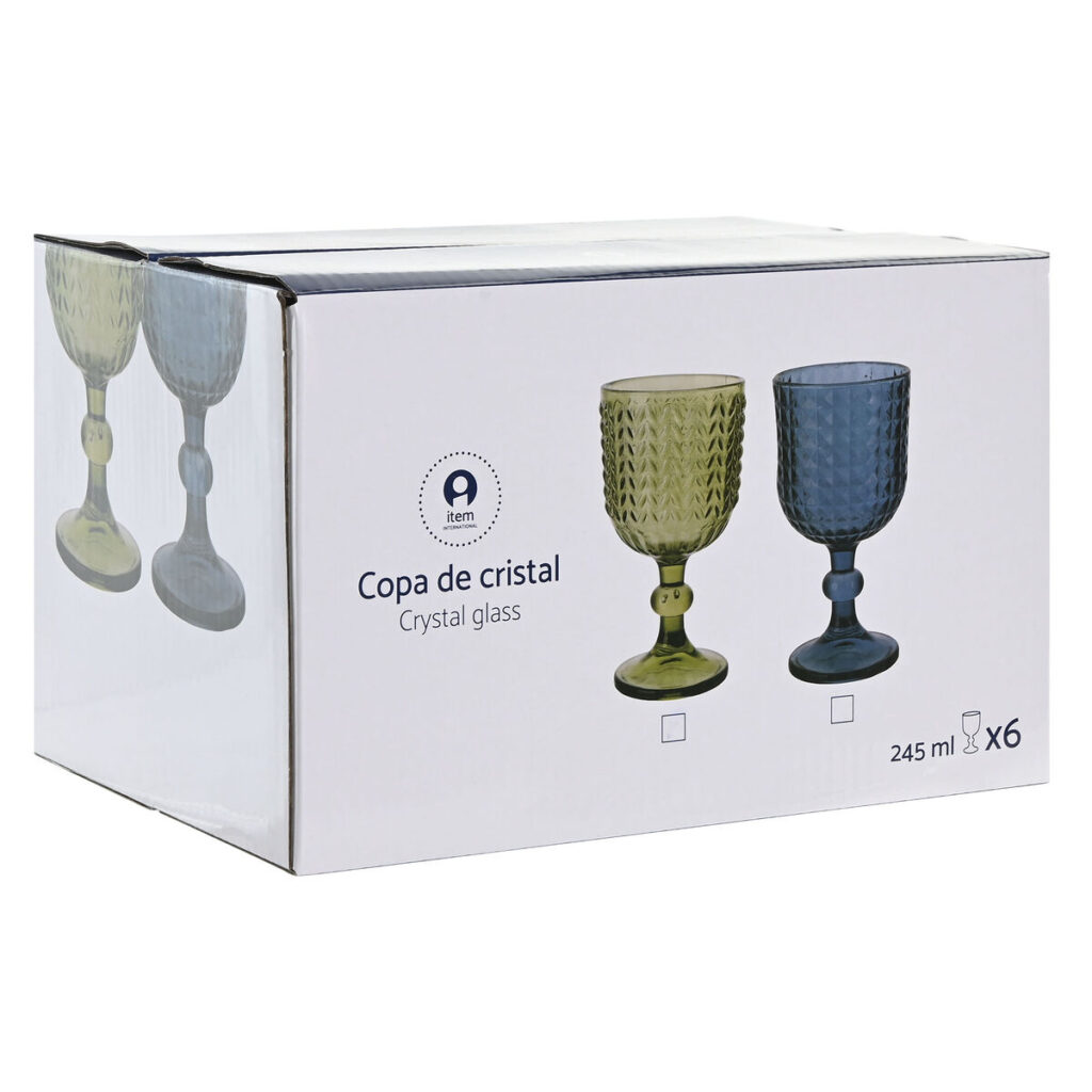 Σετ Ποτηριών Home ESPRIT Μπλε Κρυστάλλινο 260 ml (x6)