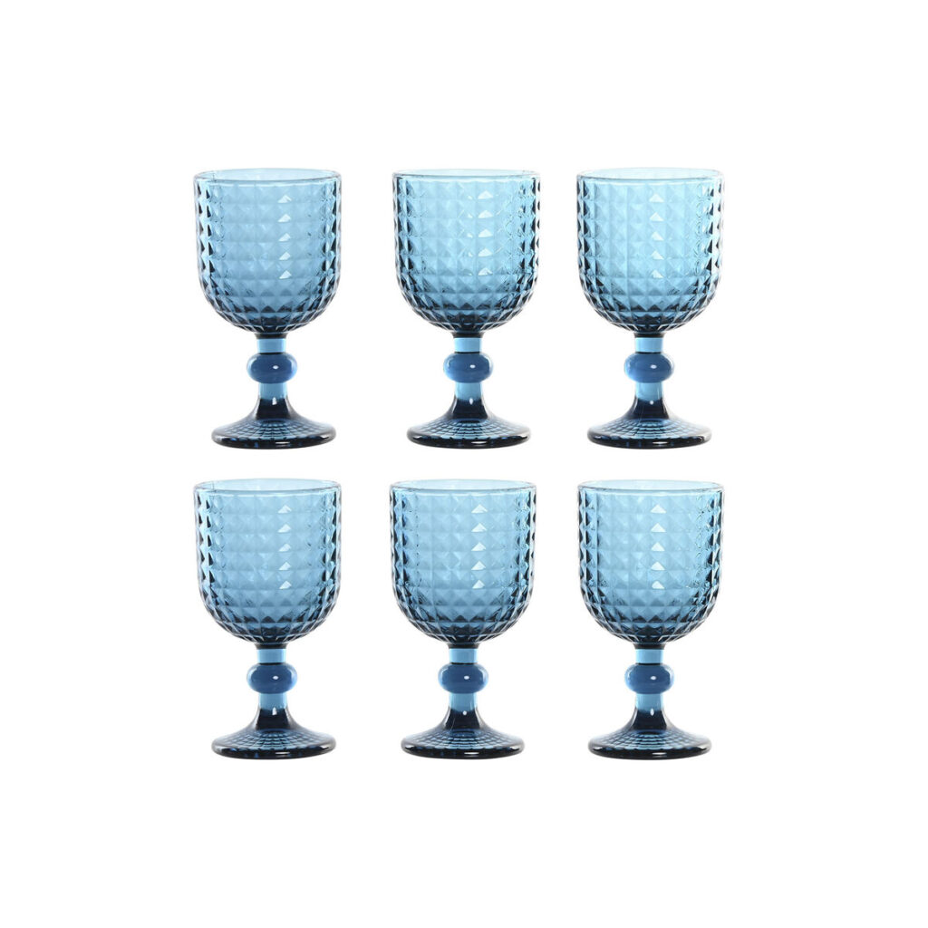 Σετ Ποτηριών Home ESPRIT Μπλε Κρυστάλλινο 260 ml (x6)
