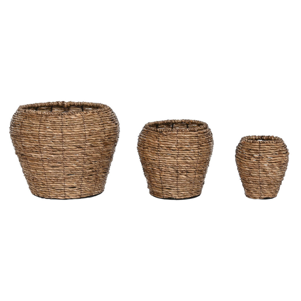 Σετ ζαρντινιέρων Home ESPRIT Καφέ Μέταλλο ίνα 41 x 41 x 32 cm
