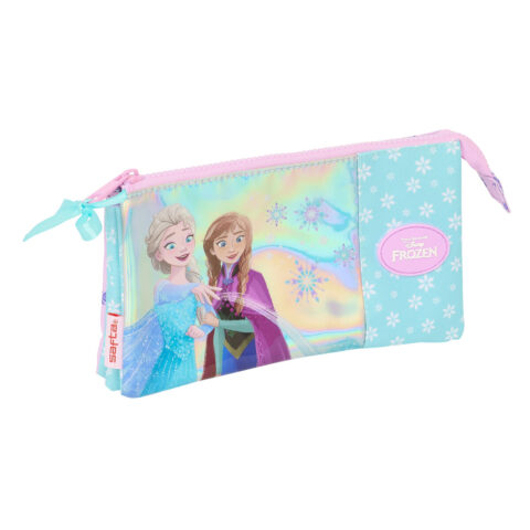 Τριπλή Κασετίνα Frozen Cool days Βιολετί Sky μπλε 22 x 12 x 3 cm