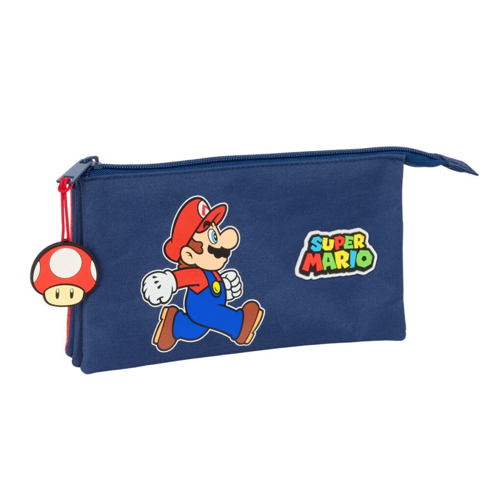 Τριπλή Κασετίνα Super Mario Trick Κόκκινο Σκούρο μπλε 22 x 12 x 3 cm