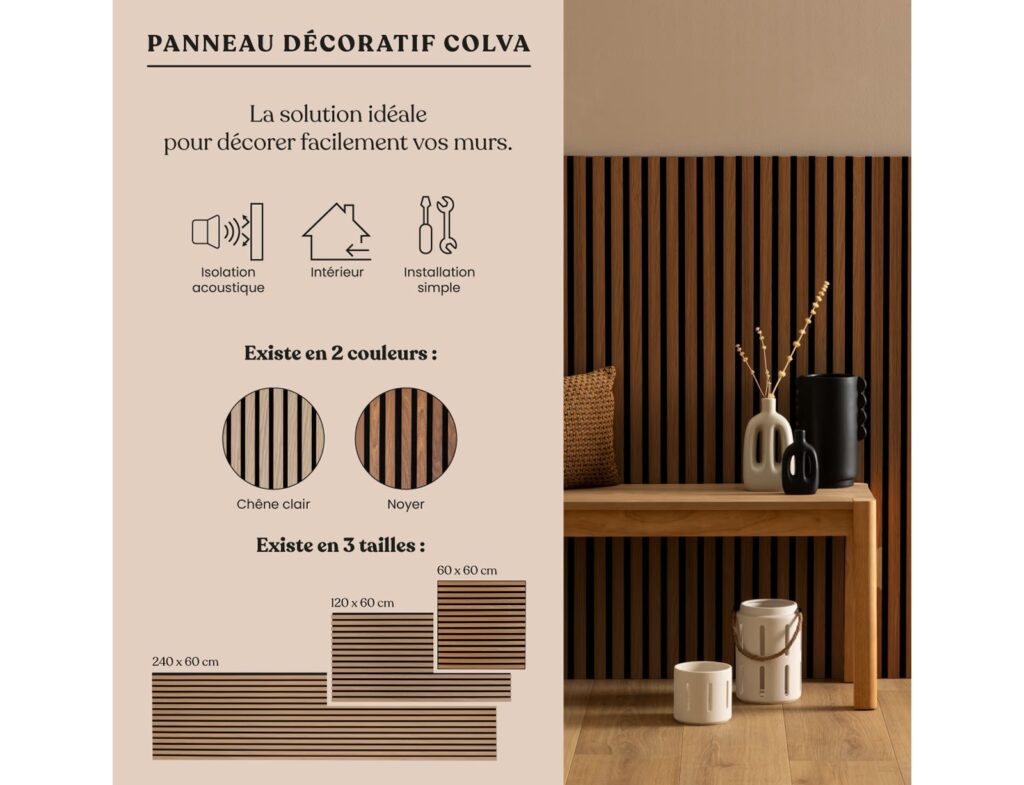 3D Πάνελ Τοίχου Colva Atmosphera - 120X60Cm - Dark Wood