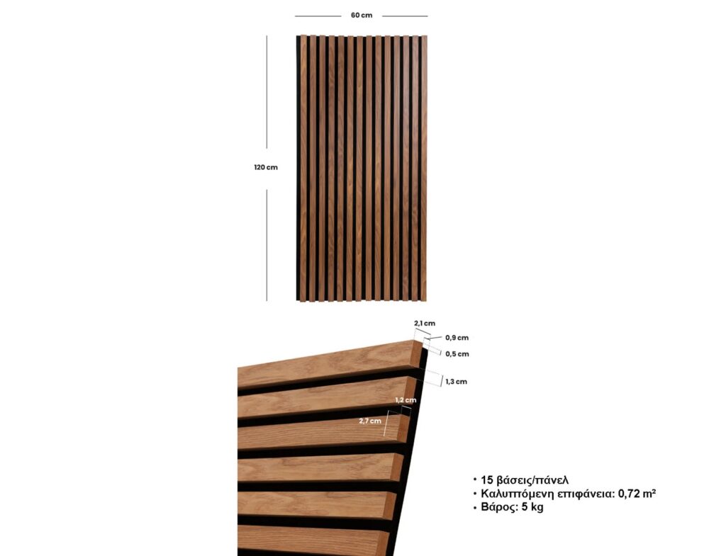 3D Πάνελ Τοίχου Colva Atmosphera - 120X60Cm - Dark Wood