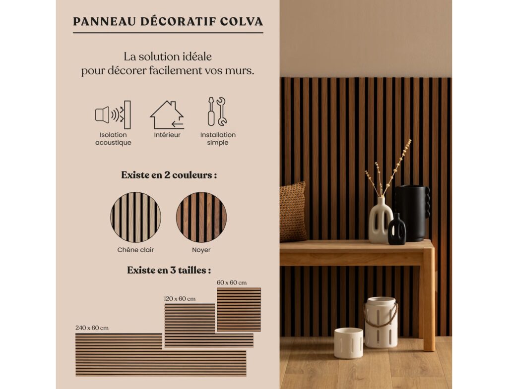 3D Πάνελ Τοίχου Colva Atmosphera - 60X60Cm - Dark Wood