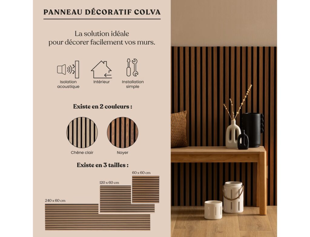 3D Πάνελ Τοίχου Colva Atmosphera - 60X60Cm - Light Wood