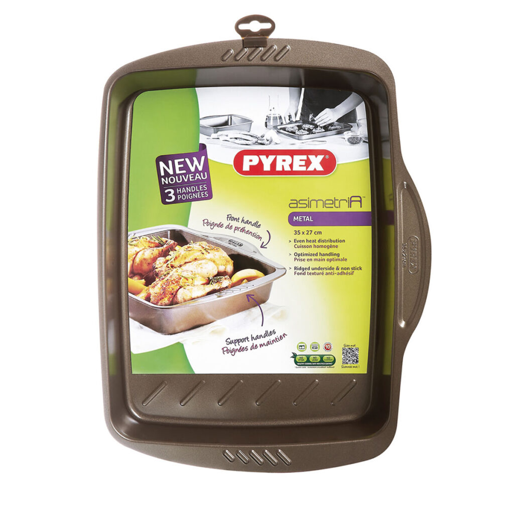 Αντικολλητικός Δίσκος Φούρνου Pyrex Καφέ Μαύρο Μέταλλο Χάλυβας