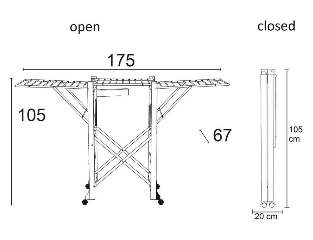 Απλώστρα Airone Arit - 175X67X105Cm - Φυσικό