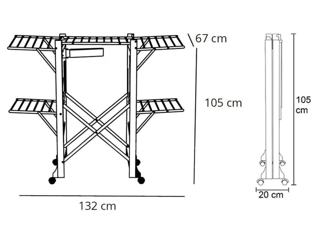 Απλώστρα Aliante Arit - 132X67X105Cm - Φυσικό