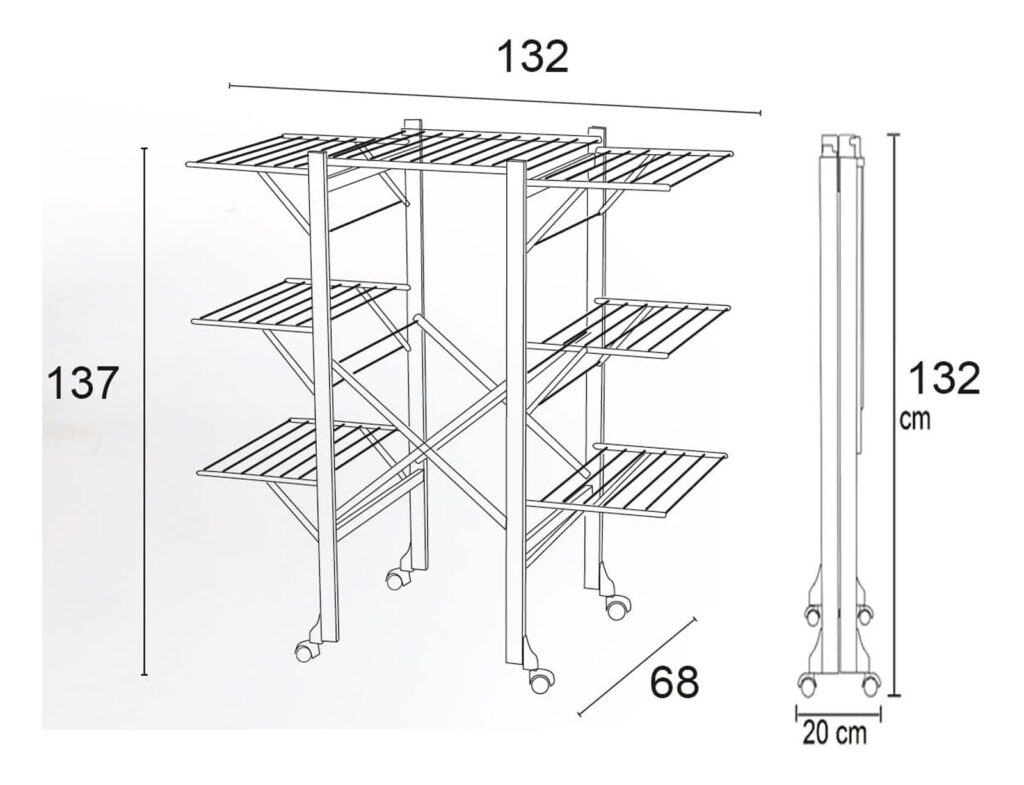 Απλώστρα Aquilone Arit - 132X68X137Cm - Φυσικό