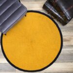 Χαλιά Tapis Rond Coton Moutarde Bord Noir 120Cm M4 Tx904