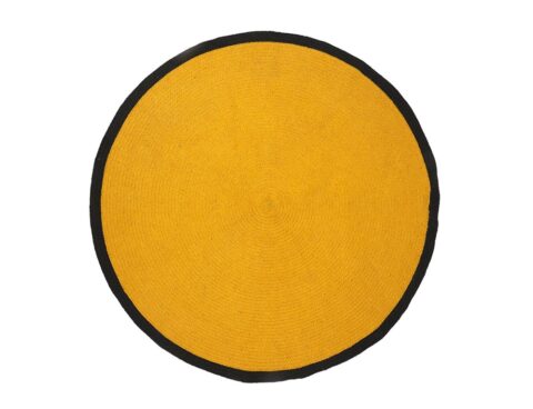 Χαλιά Tapis Rond Coton Moutarde Bord Noir 120Cm M4 Tx904