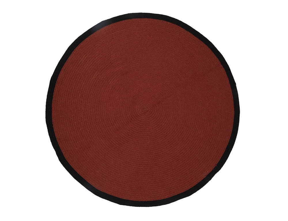 Χαλιά Tapis Rond Coton Terracotta Bord Noir 120Cm M4 Tx9