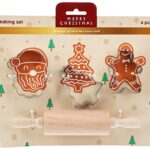 Χριστουγεννιάτικη Ζαχαροπλαστική Stand Baking Set Of 4Pcs Wood + Steel