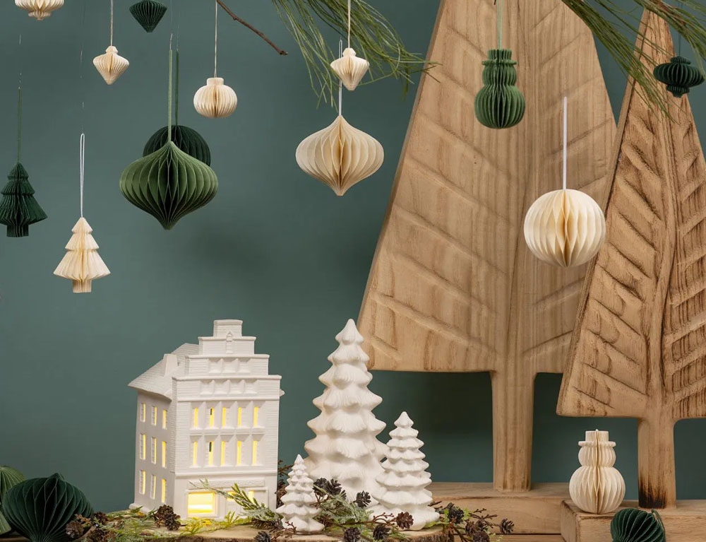 Διακόσμηση & Deco Σε Εορταστικό Πνεύμα Fir Tree Paulownia Wood Brown