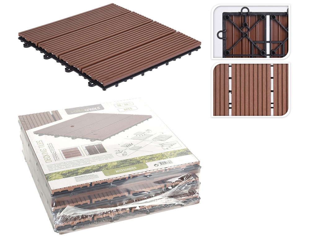 Διακόσμηση & Οργάνωση Μπαλκονιού Decking Tile Set 6Pc Wpc Brown X64000010