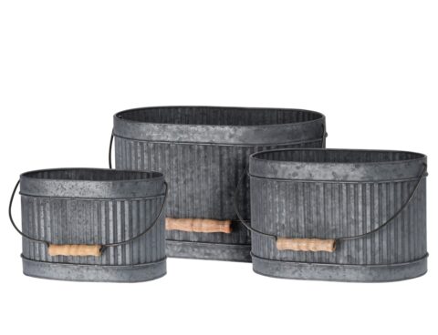 Διακόσμηση & Οργάνωση Μπαλκονιού Planter Set Oval Steel 3Pcs Fz3000930