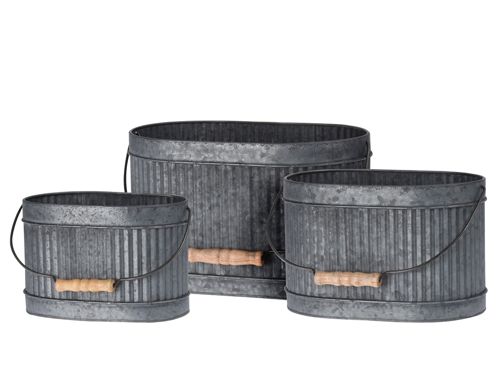 Διακόσμηση & Οργάνωση Μπαλκονιού Planter Set Oval Steel 3Pcs Fz3000930