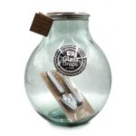 Διακόσμηση Σε Γυάλινο Design Bottle Glass Drops Green Terrarium Me Εργαλεια 36C