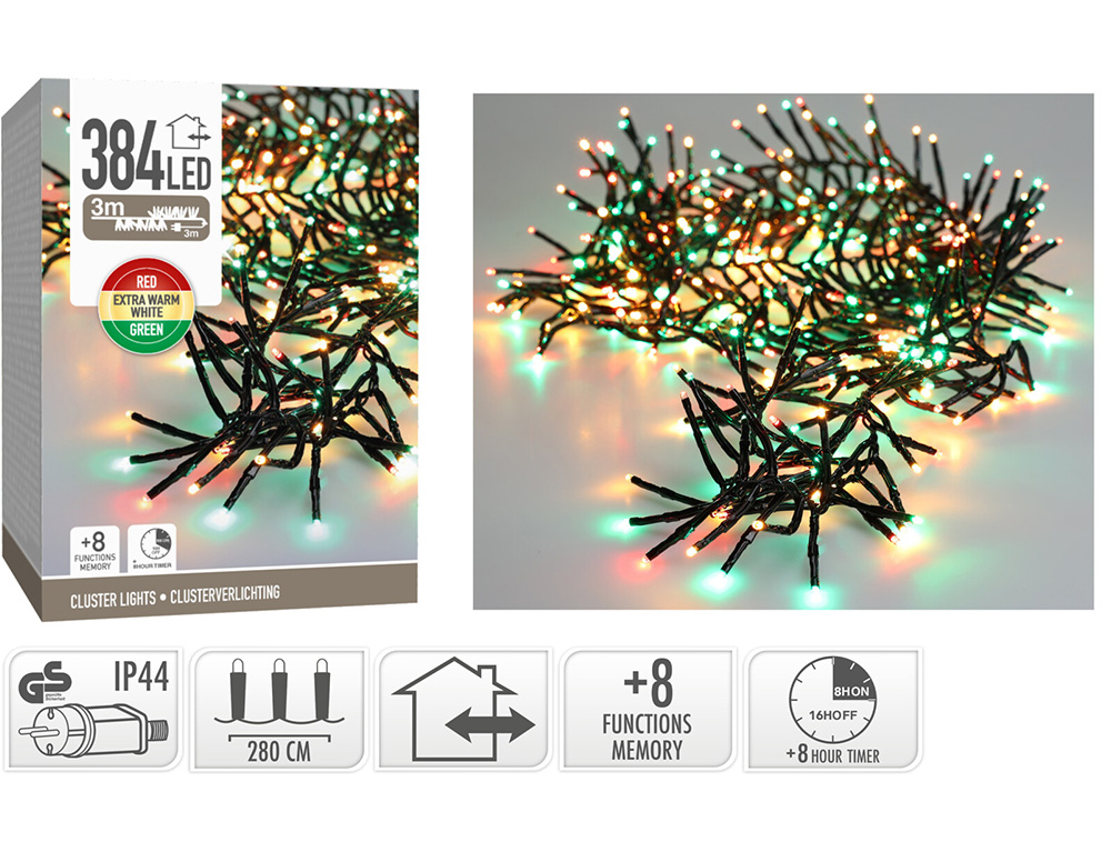 Διακοσμητικά Λαμπάκια Led Cluster Lights 384L 3 Clr Ax8550710