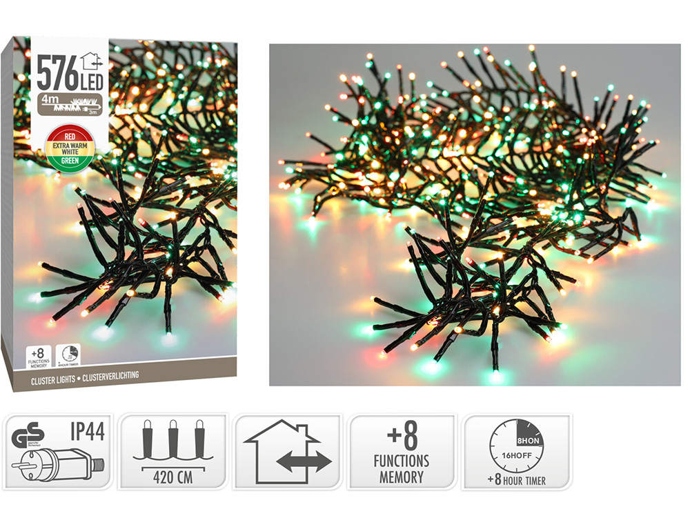 Διακοσμητικά Λαμπάκια Led Cluster Lights 576L 3 Clr Ax8550720