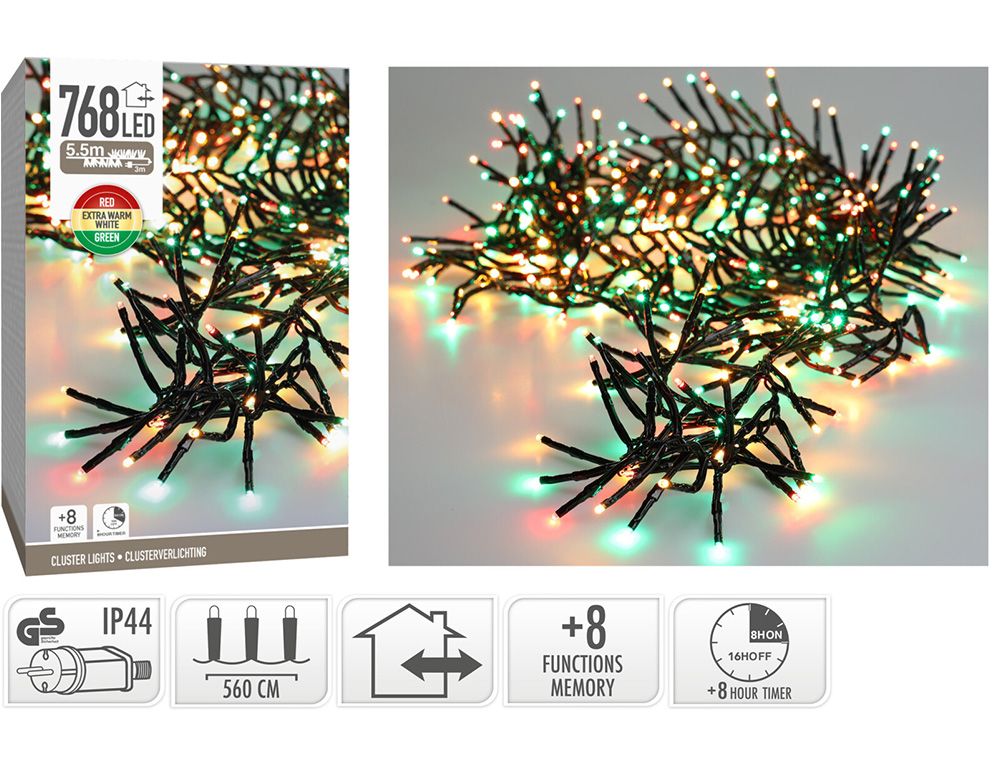 Διακοσμητικά Λαμπάκια Led Cluster Lights 768L 3 Clr Ax8550730