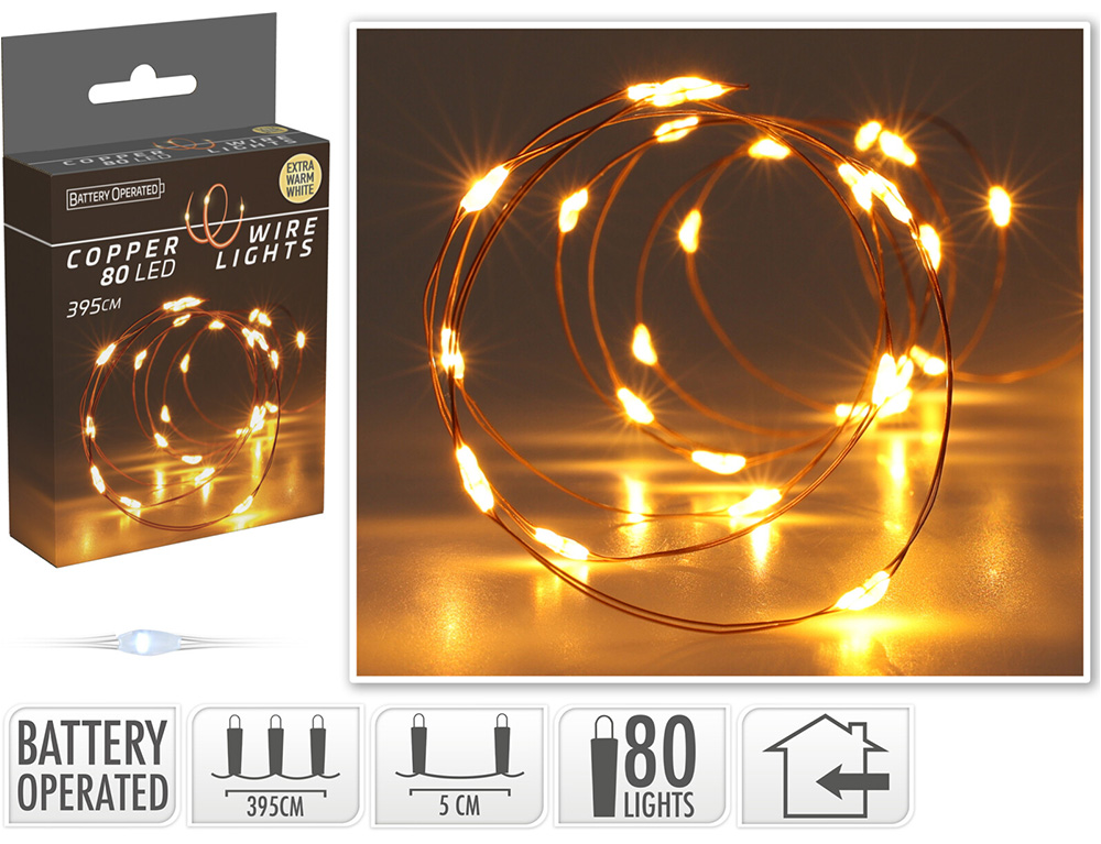 Διακοσμητικά Λαμπάκια Led Copperwire 80Led Ww Bo Indoor Ax9735030