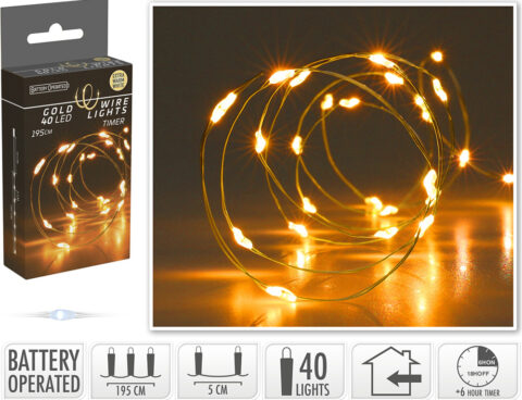 Διακοσμητικά Λαμπάκια Led Gold Wire 40Led Ww Bo Timer Ax9734110
