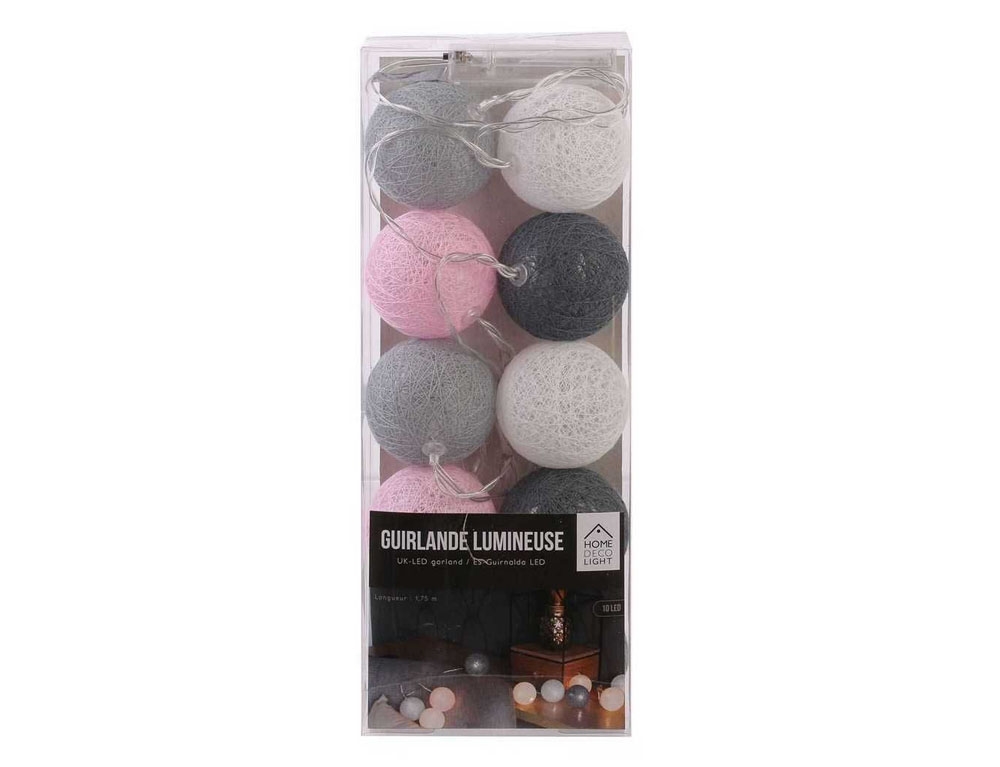 Διακοσμητικές Γιρλάντες Led 10 Led Ball String Lights Greypink Shades La10067