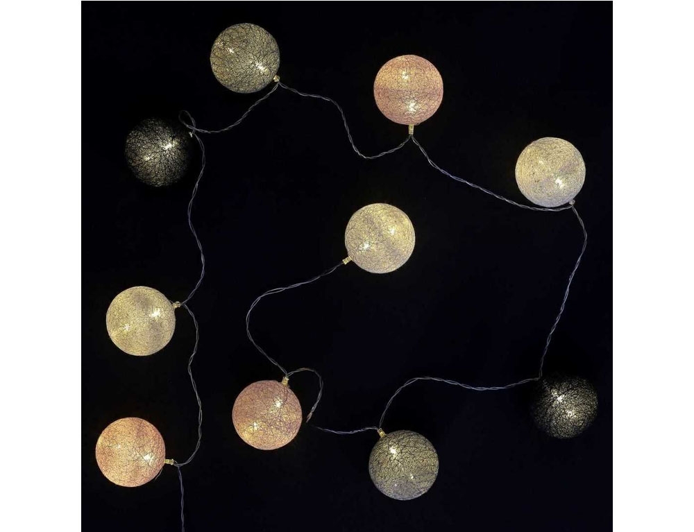Διακοσμητικές Γιρλάντες Led 10 Led Ball String Lights Greypink Shades La10067