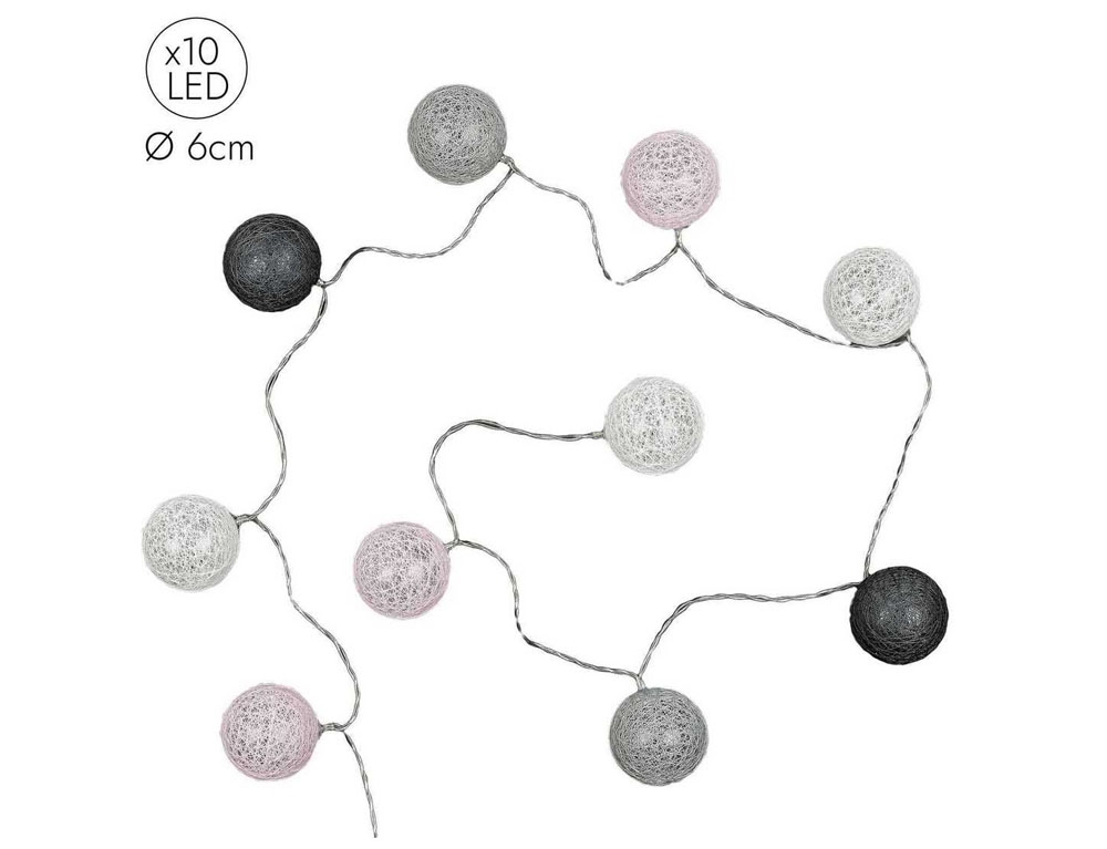Διακοσμητικές Γιρλάντες Led 10 Led Ball String Lights Greypink Shades La10067