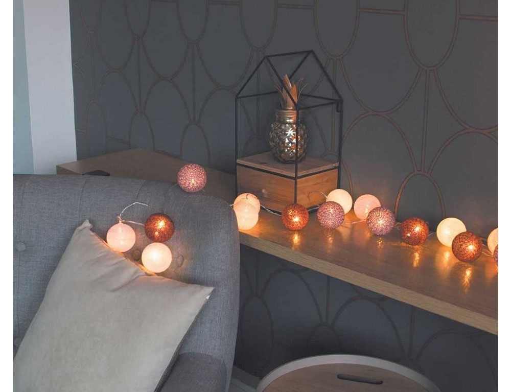Διακοσμητικές Γιρλάντες Led 20 Led Ball String Lights Redpink Shades La10053