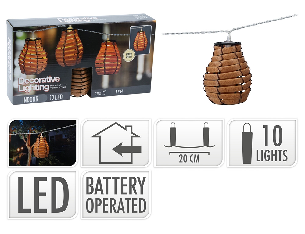 Διακοσμητικές Γιρλάντες Led Light Chain Lampions 10Pcs On Batt Af5000860