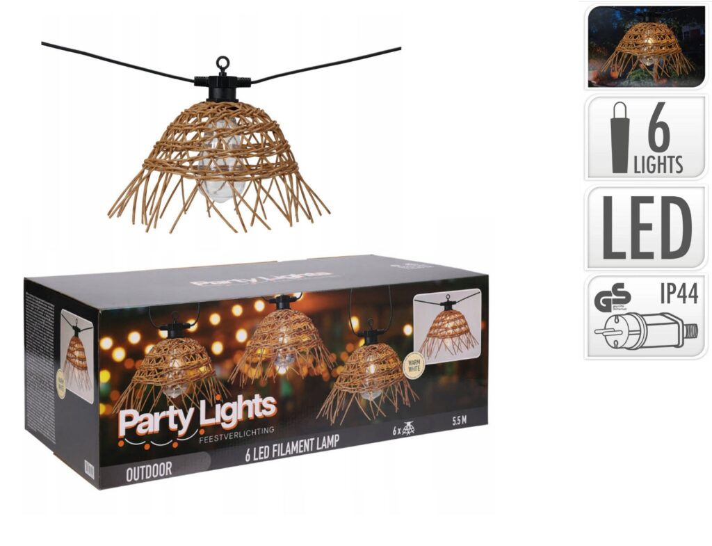 Διακοσμητικές Γιρλάντες Led Party Lights 6 Lamps Pe Rattan Le2100380