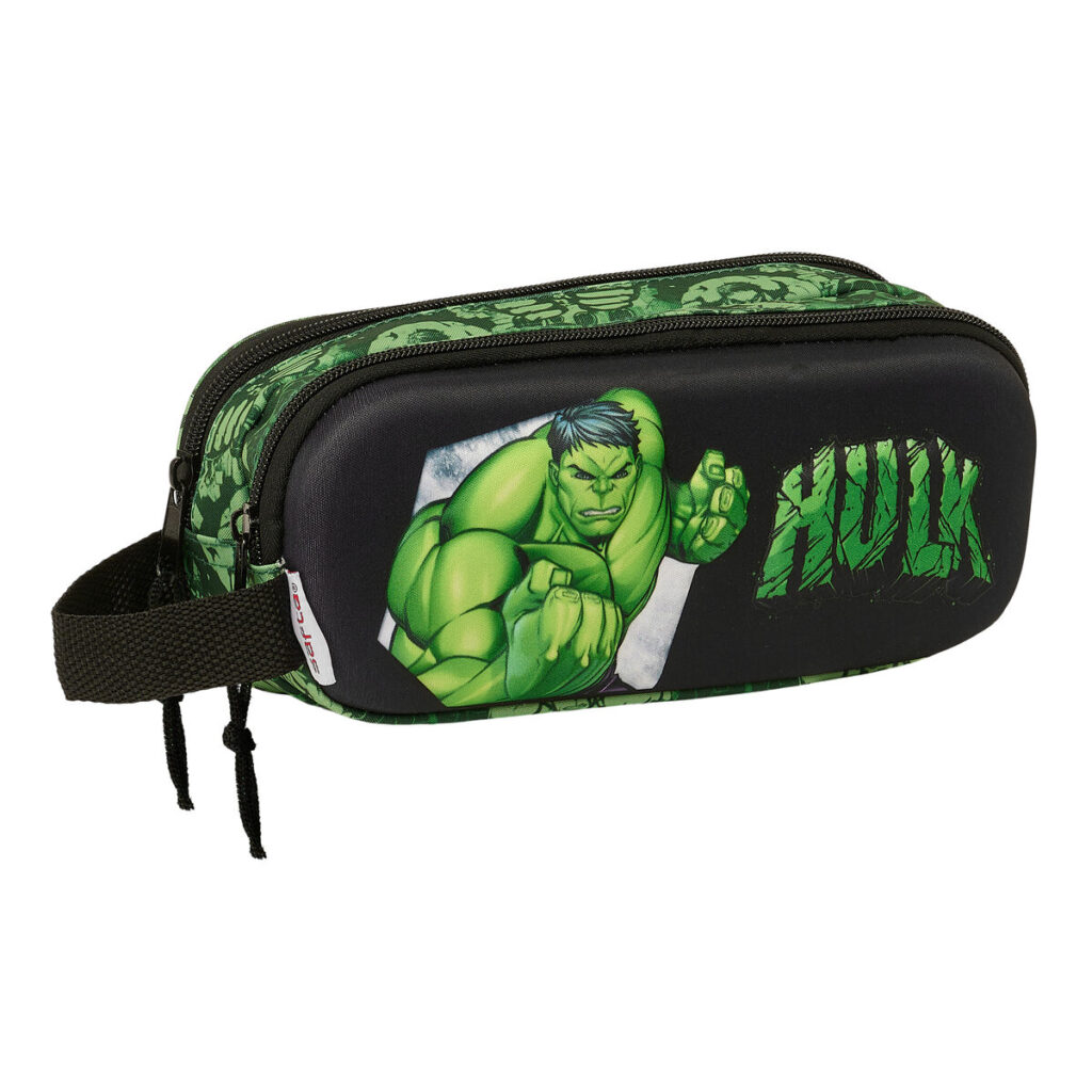 Διπλή Κασετίνα Hulk Μαύρο Πράσινο 21 x 8 x 6 cm 3D