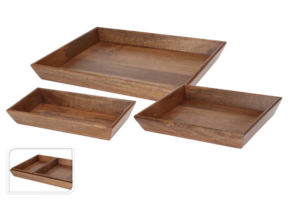 Δίσκοι Deco Tray Set Of 3 Walnut Finish A63100570