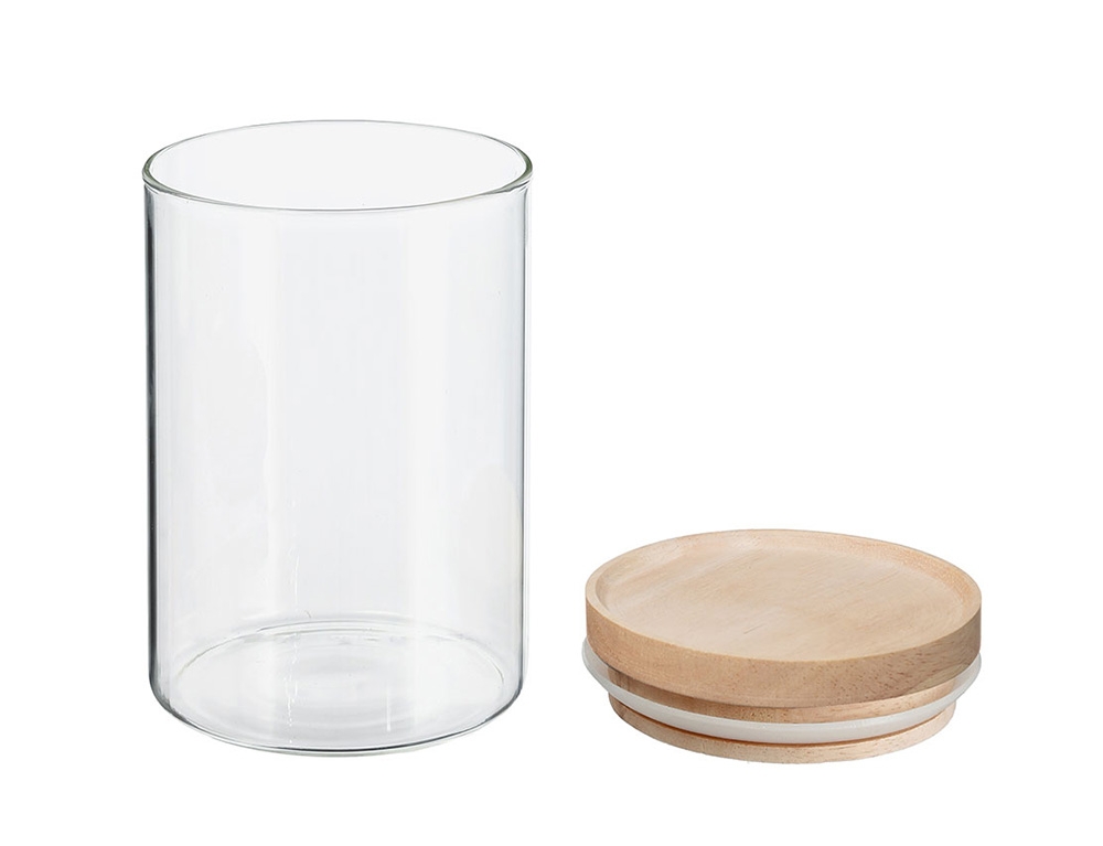 Δοχεία Τροφίμων Jar Glass+Wood 0.6L Hermet 135026