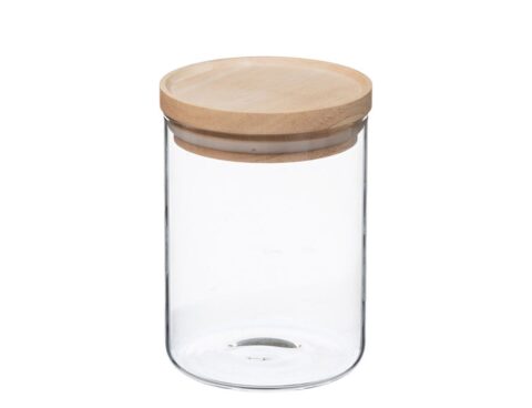 Δοχεία Τροφίμων Jar Glass+Wood 0.6L Hermet 135026