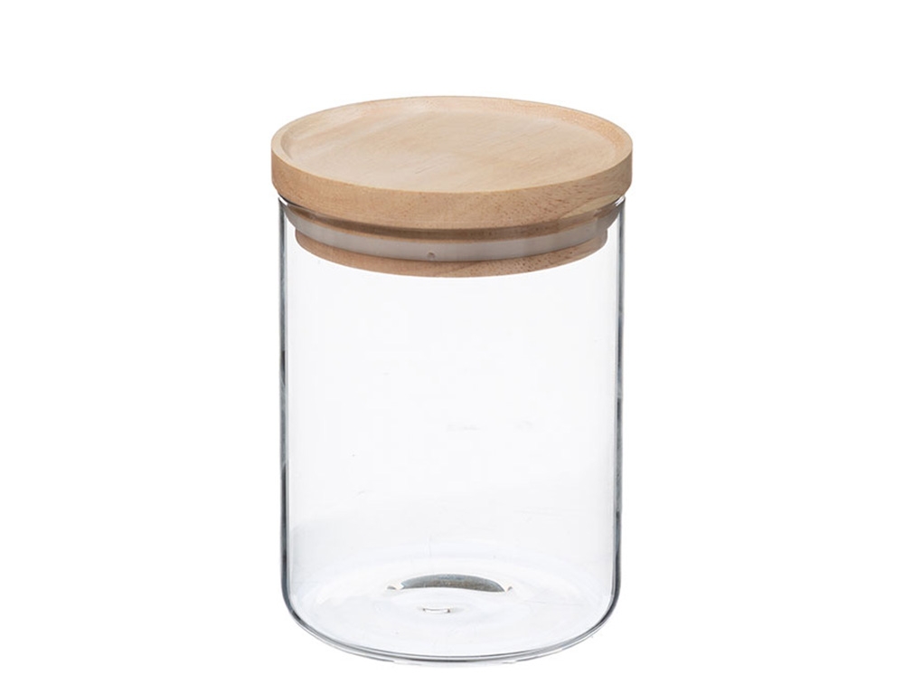 Δοχεία Τροφίμων Jar Glass+Wood 0.6L Hermet 135026