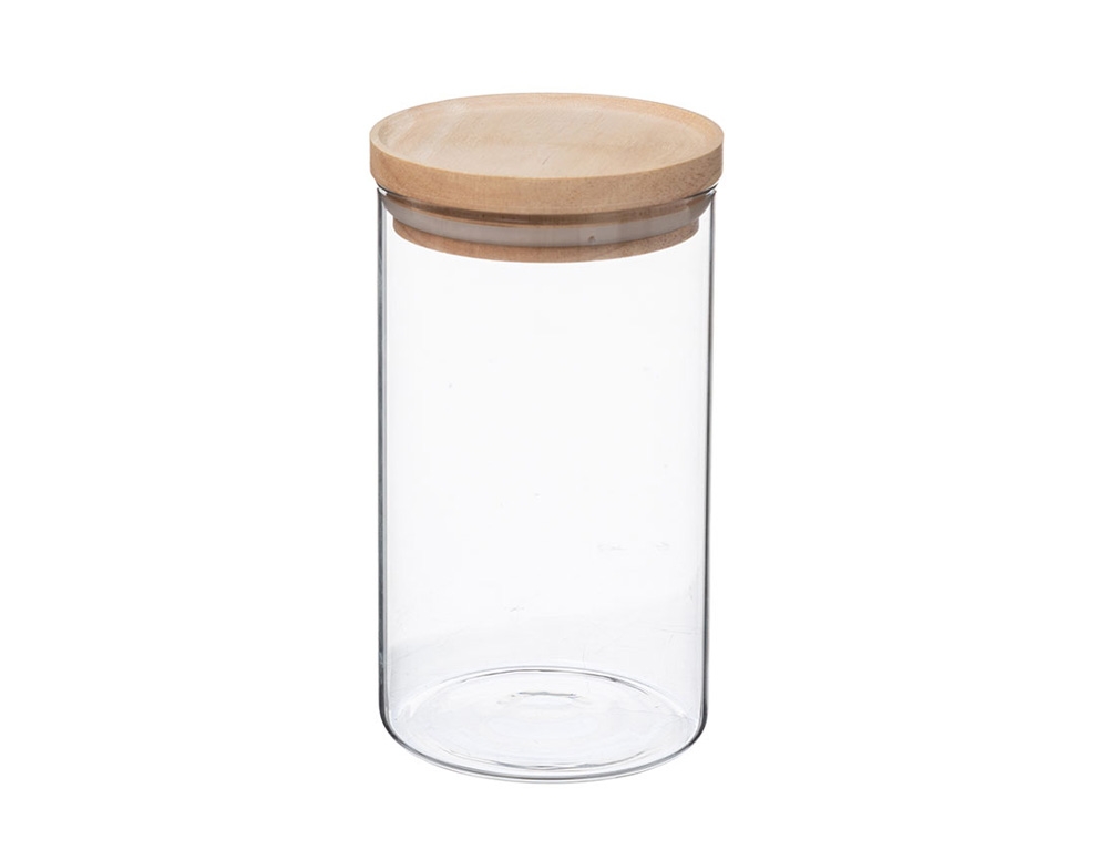 Δοχεία Τροφίμων Jar Glass+Wood 1L Hermet 135027
