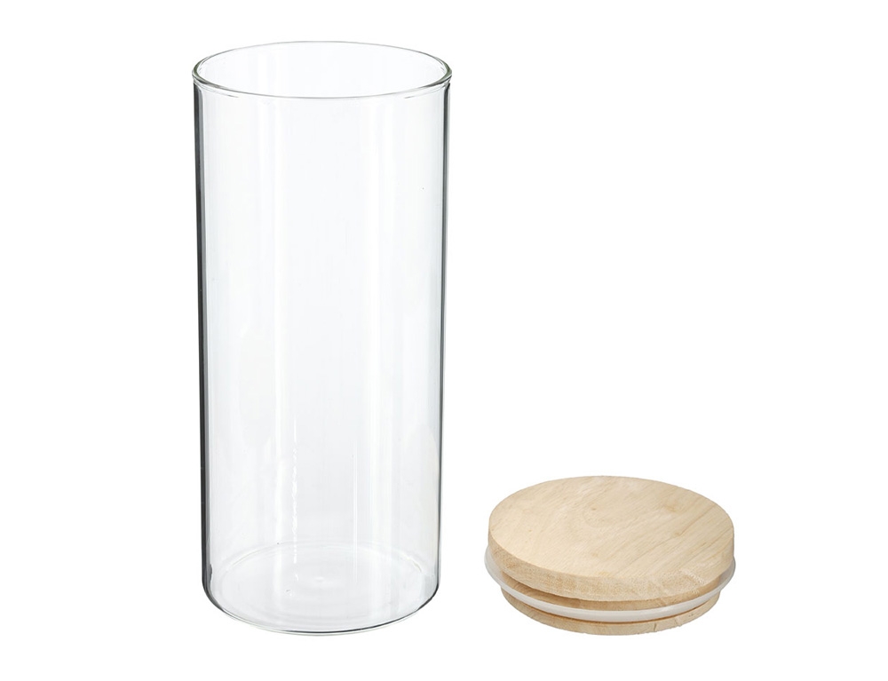 Δοχεία Τροφίμων Jar Glass+Wood Five 1.3L Hermet 135028