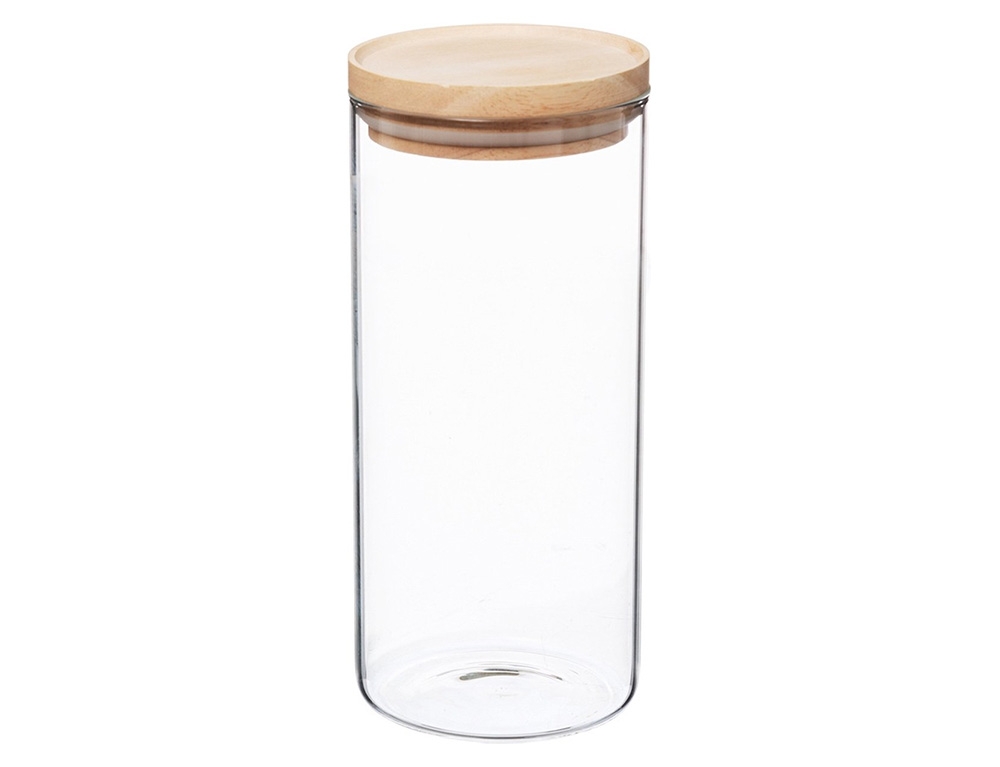 Δοχεία Τροφίμων Jar Glass+Wood Five 1.3L Hermet 135028