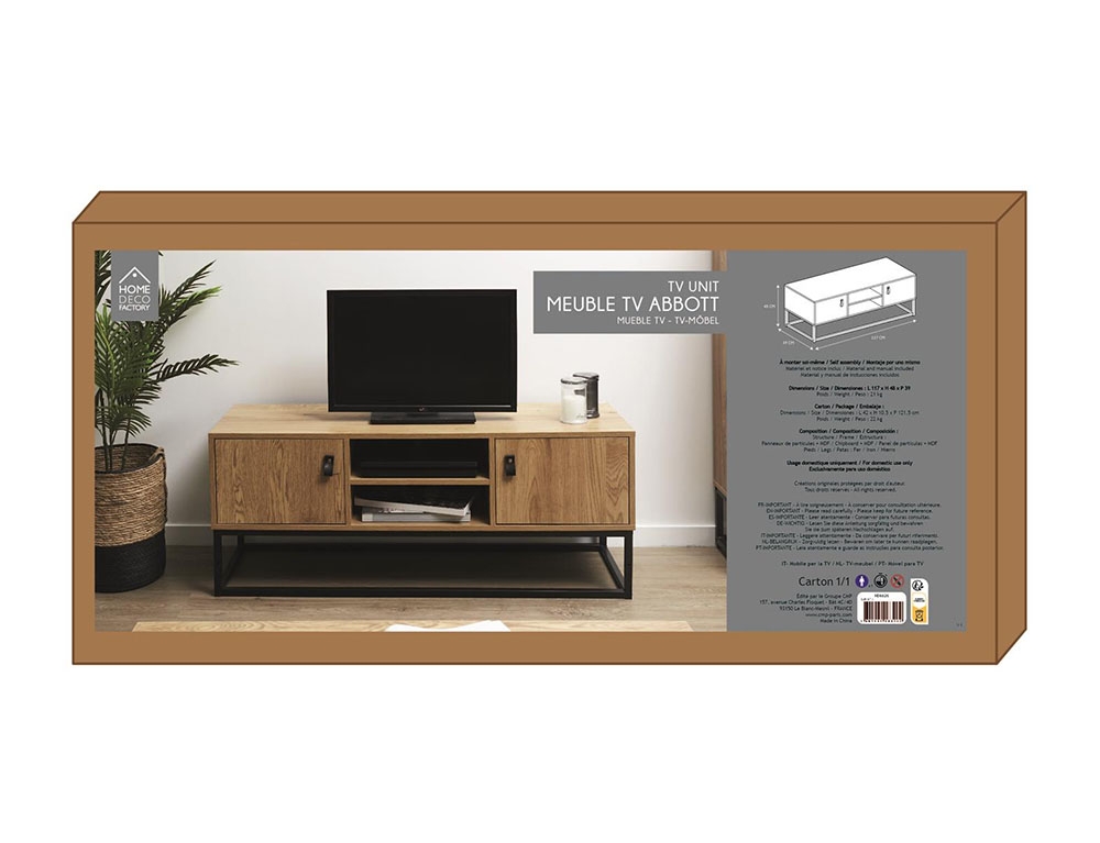 Επιπλα Τηλεόρασης Meuble Tv Bois Et Metal Abbott M1 Hd6626