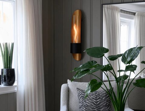 Εστία Φωτιάς Cycloflame Wall Tenderflame - 16.6X81X17.5Cm - Gold