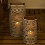 Φαναράκια Lanterne Metal Ajoure Blanc Dore X2 M1 Hd0037