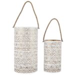 Φαναράκια Lanterne Metal Ajoure Blanc Dore X2 M1 Hd0037
