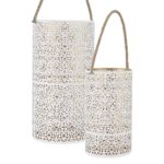 Φαναράκια Lanterne Metal Ajoure Blanc Dore X2 M1 Hd0037