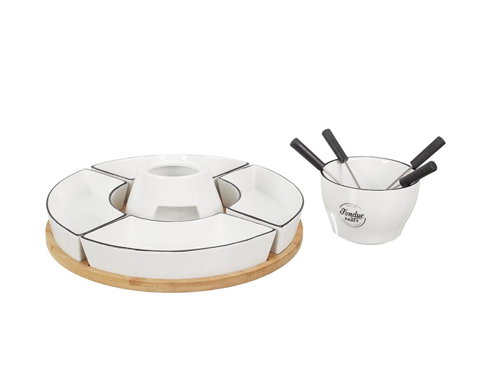 Φοντύ & Ρακλέτες Fondue Coffret Support Bambou Coupelle X4 Et P4 M4