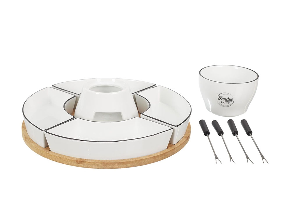 Φοντύ & Ρακλέτες Fondue Coffret Support Bambou Coupelle X4 Et P4 M4