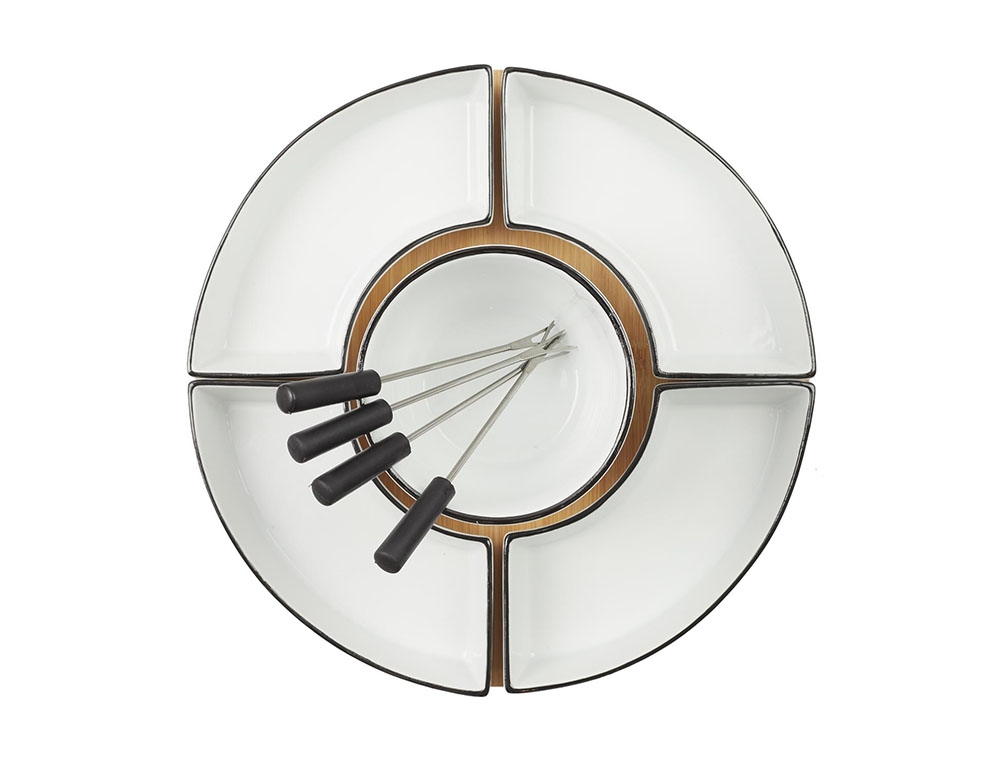 Φοντύ & Ρακλέτες Fondue Coffret Support Bambou Coupelle X4 Et P4 M4